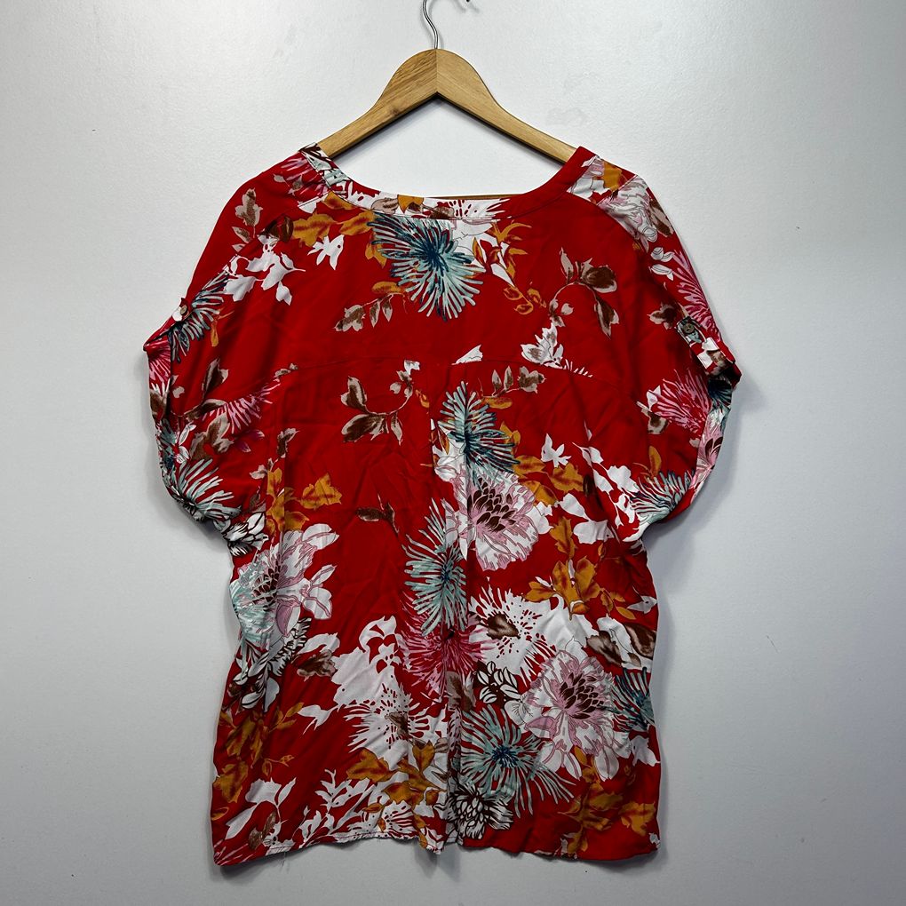 Rivers Red Floral Plus Size Top - Size 22