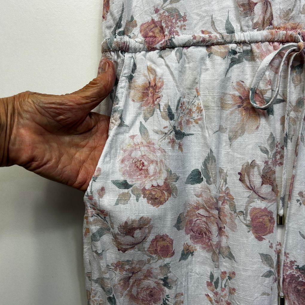 Just Jeans White Floral Linen Dress - Size 12