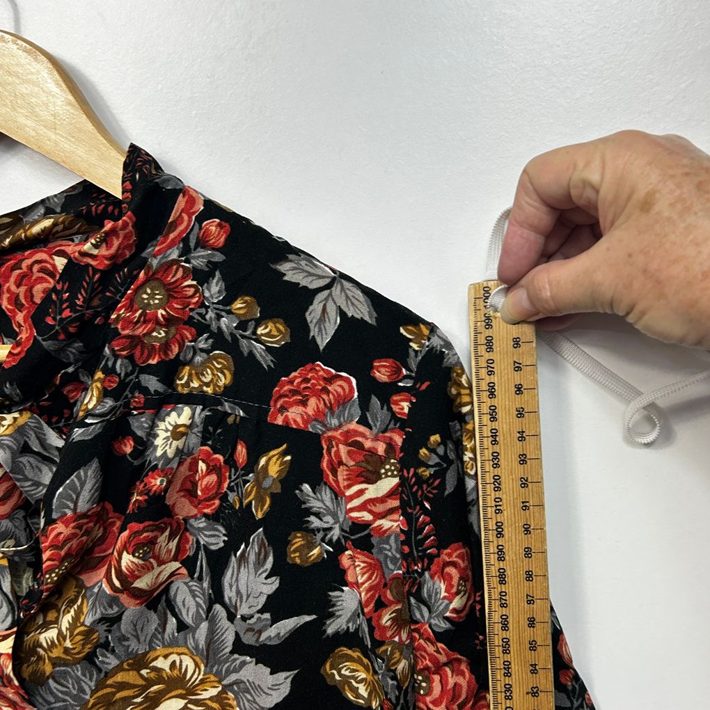 Handmade Black Floral Dress - Size 16/18