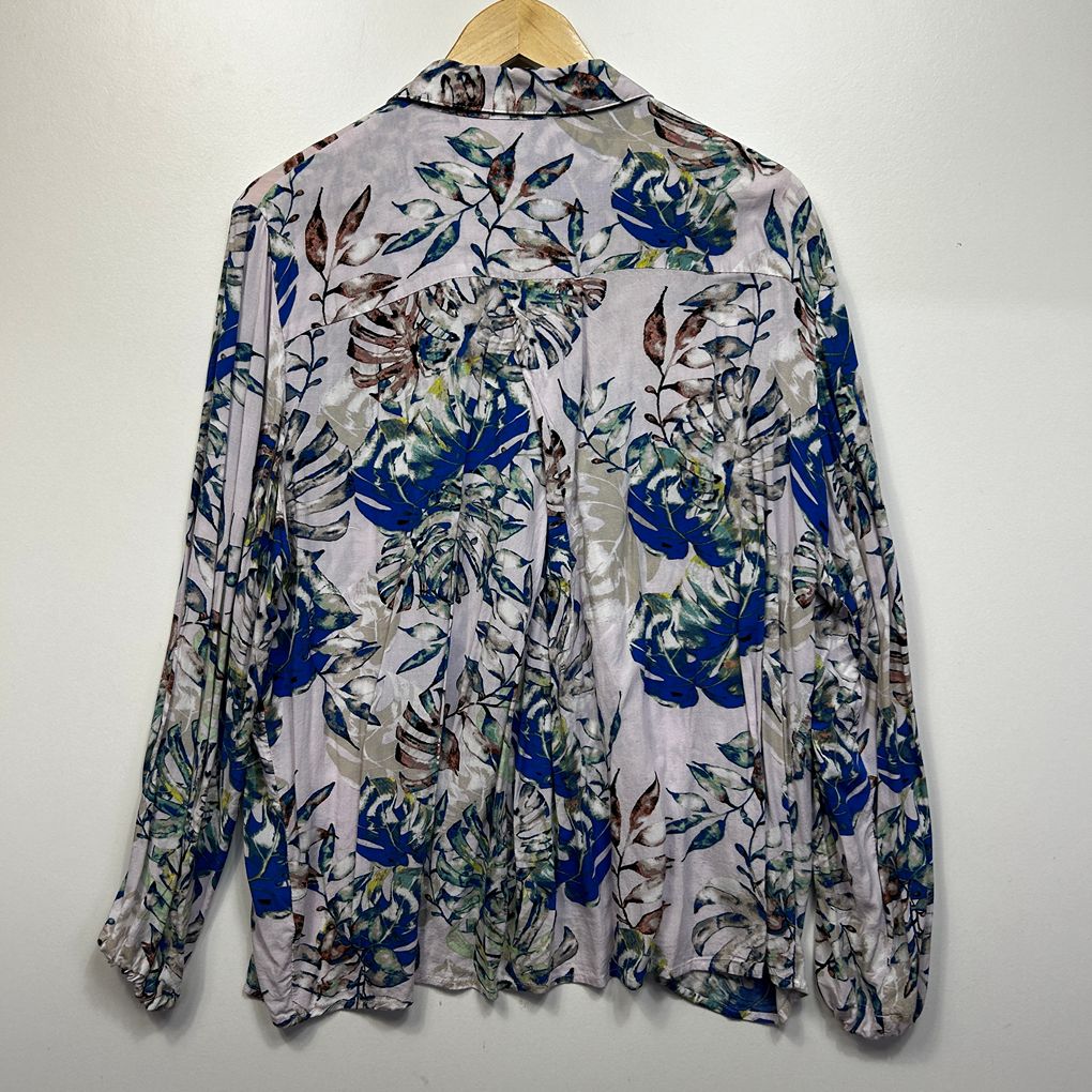 Rockmans Blue Floral Shirt - Size 20