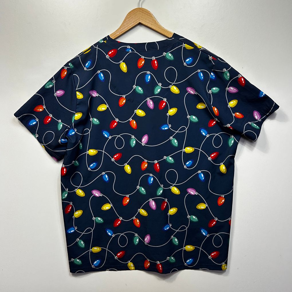 Lowes Navy Christmas Scrubs Top - Size 2XL