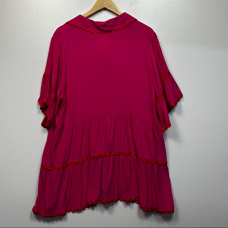 Virtuelle Pink Scallop Hem Tunic Top - Size 14