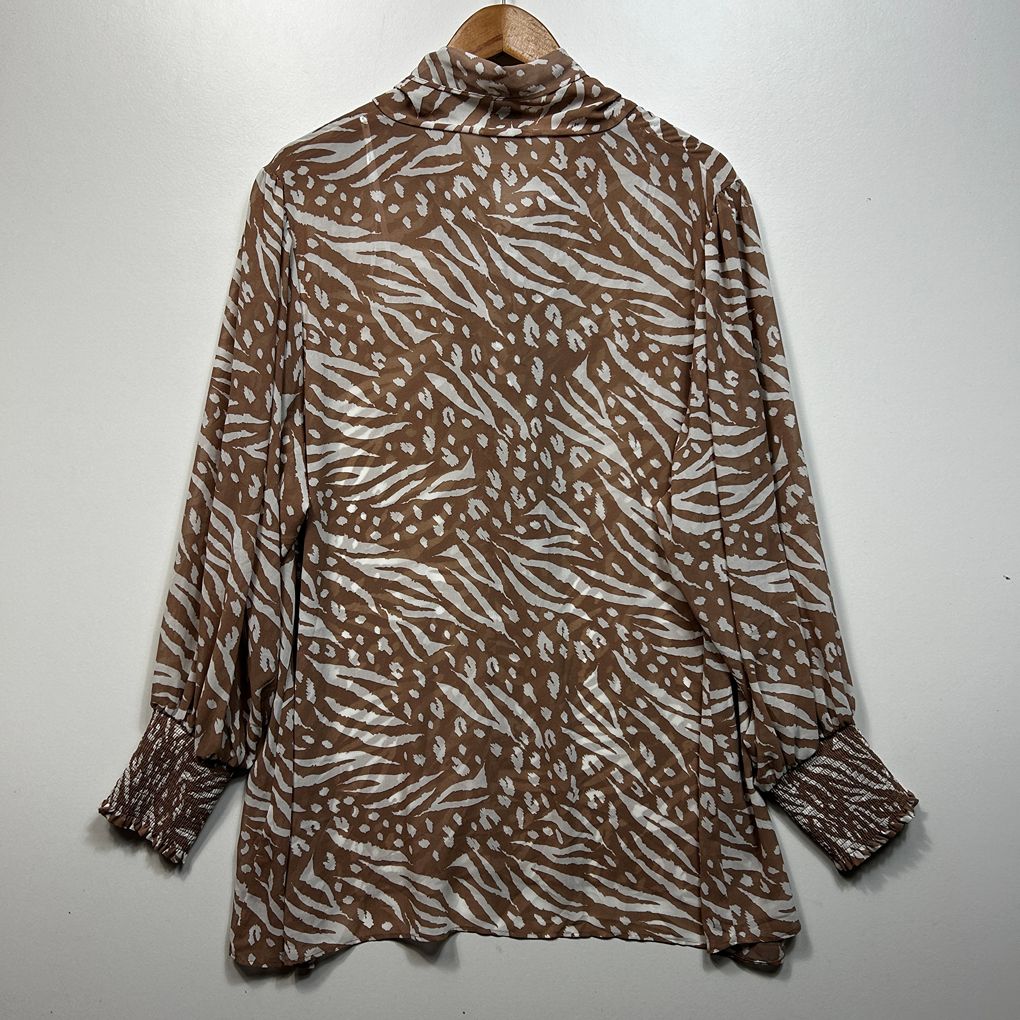 City Chic Tan Animal Print Long Sleeve Top - Size 22