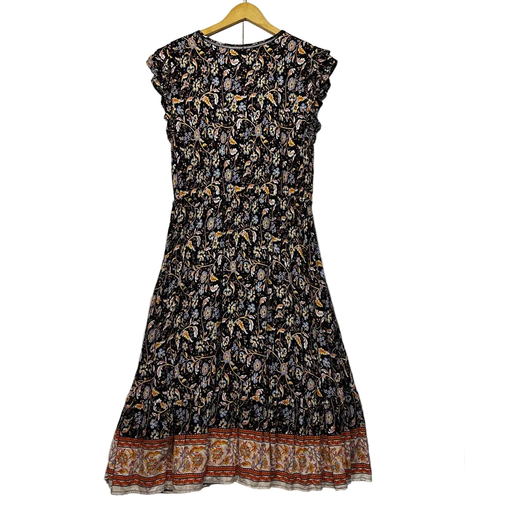 Miracle Black Floral Boho Dress - Size 16