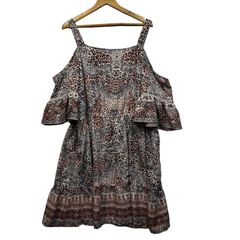 Beme Brown Animal Print Dress - Size 22