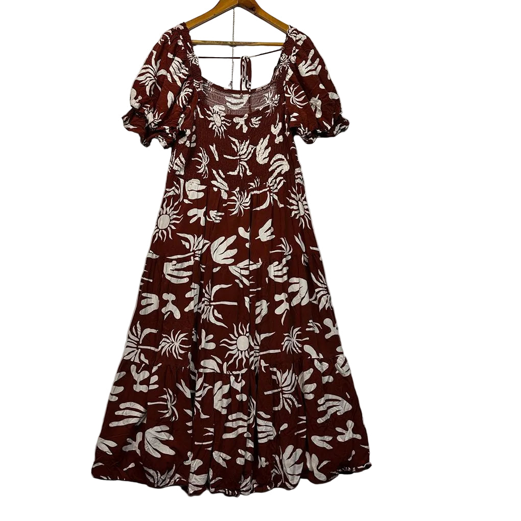 Henry Oscar Rust Floral Plus Size Dress - Size 22-26