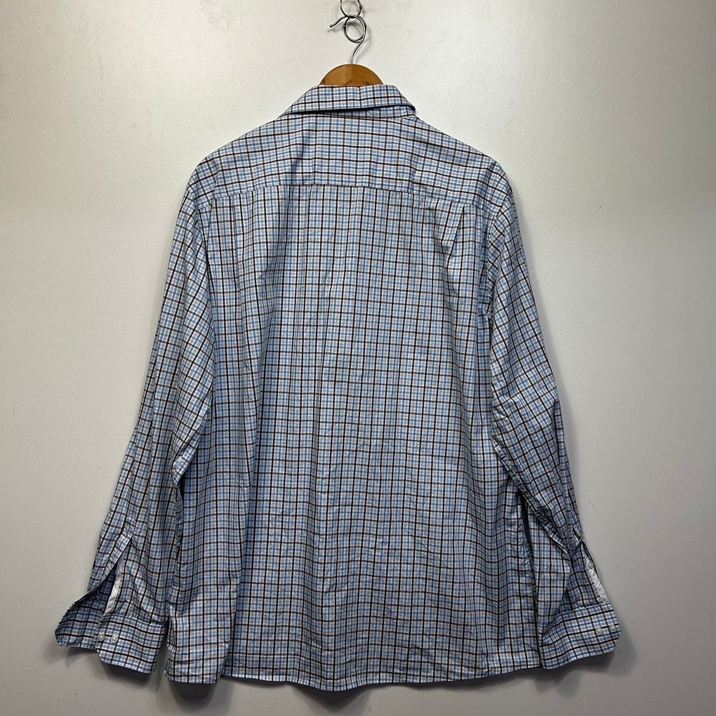 Preview Blue Check Cotton Mens Shirt - Size XXXL