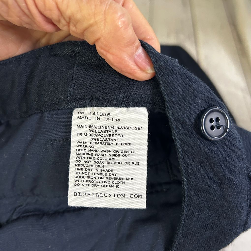 Blue Illusion Black Linen Pants - Size L