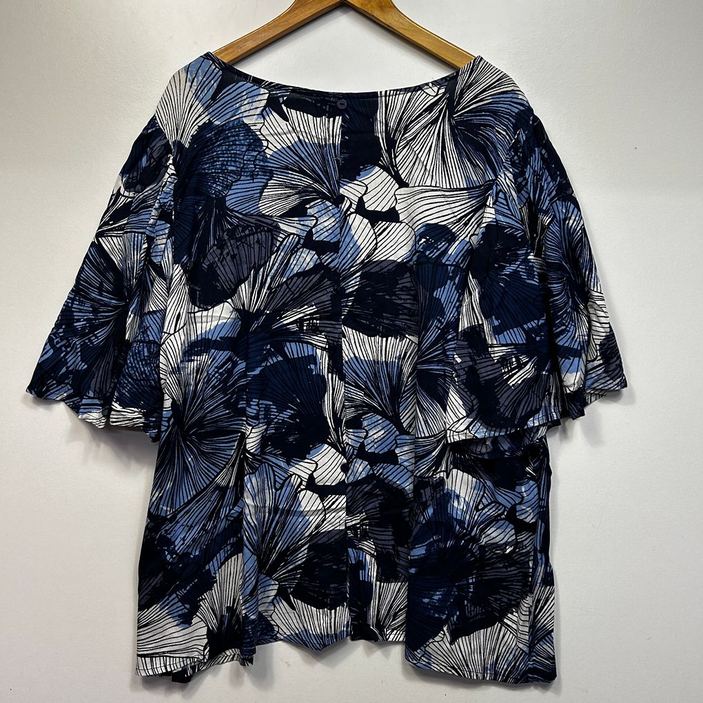 Autograph Navy and White Print Top - Size 24