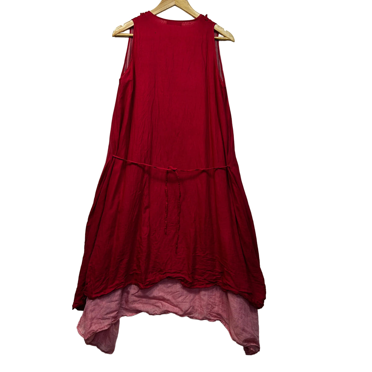 Namastai Red Cotton Sleeveless Layered Dress - One Size