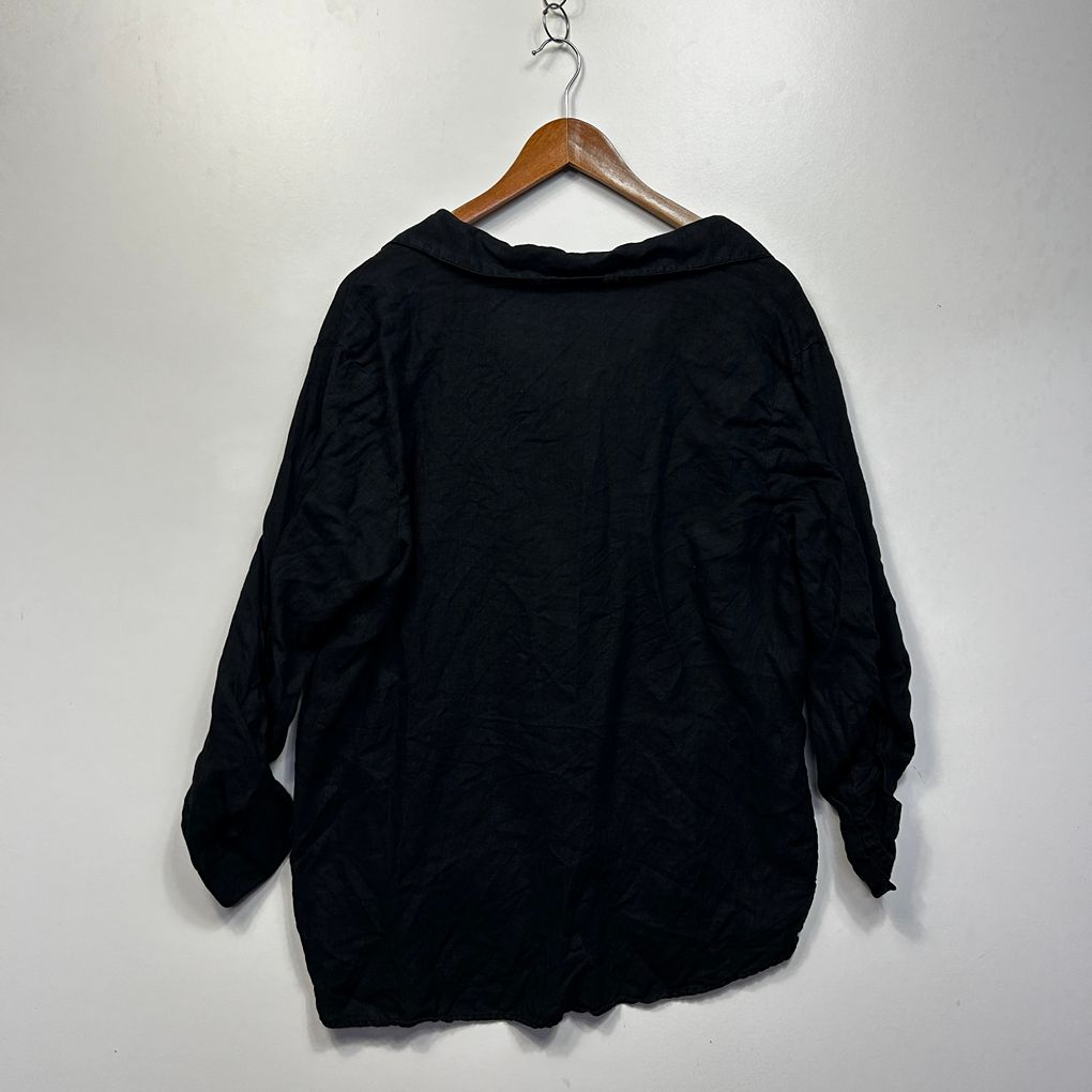 Target Black Linen Long Sleeve Top - Size 14