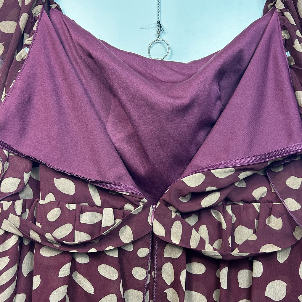 Burgundy Spot Dress - Size 4XL