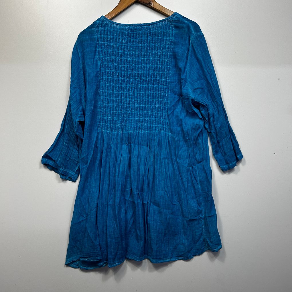 Virtuelle Blue Cotton Tunic Top - Size 18