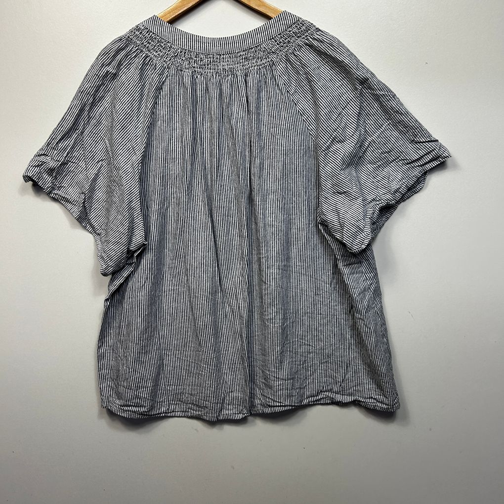 Target Navy Striped Plus Size Linen Top - Size 20