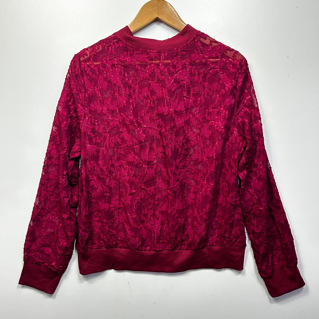 Ranlege Maroon Sheer Shacket Top - Size L