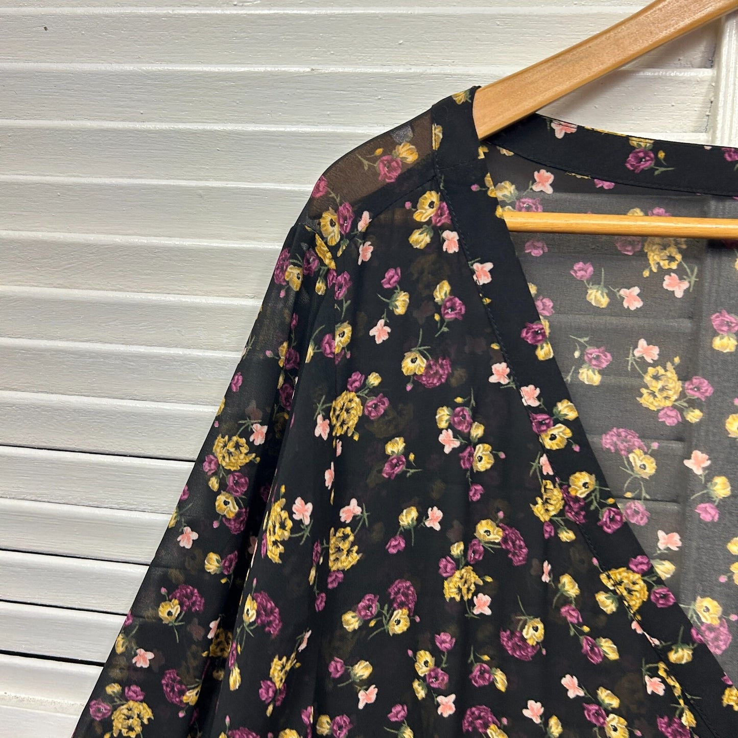 Torrid Dress Size 3 20 22 Long Sleeve Black Floral Sheer