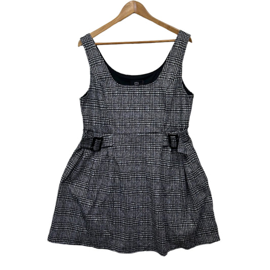 CCX City Chic Dress Size 14 XS Plus Grey Sleeveless Check