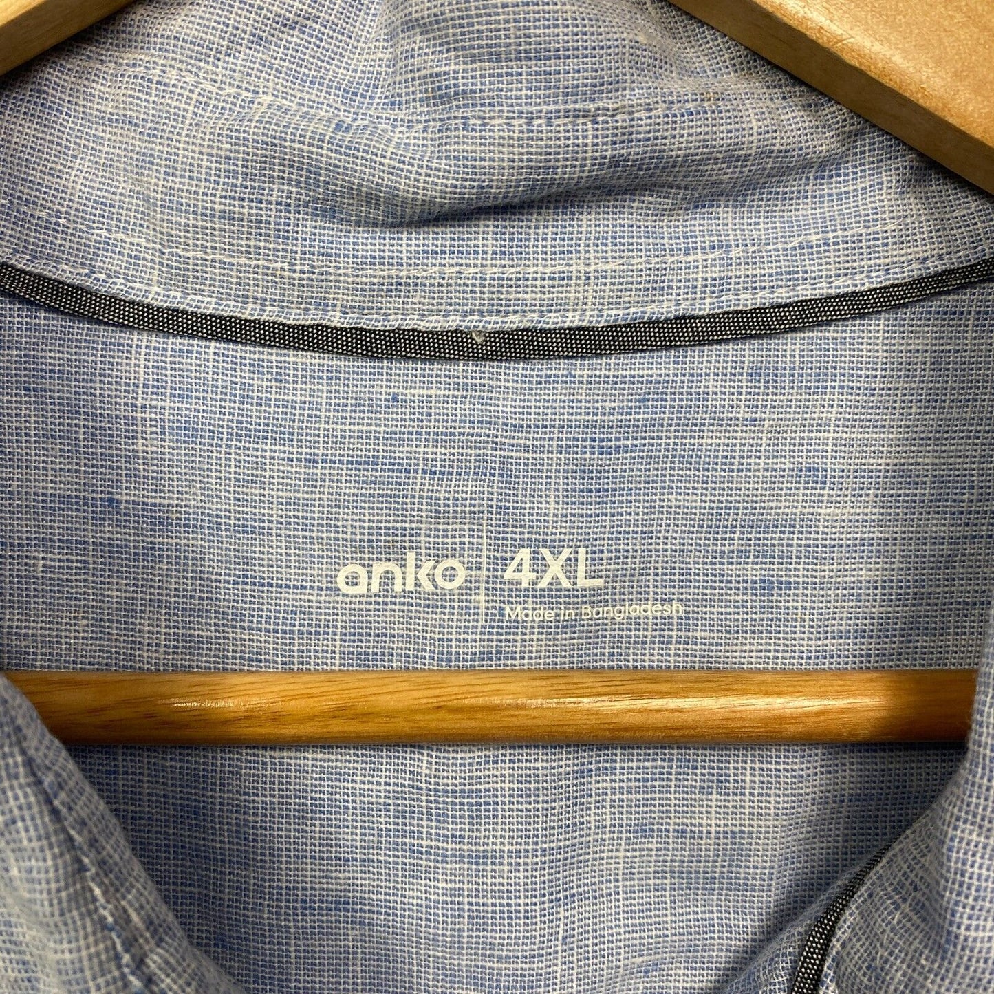 Anko Shirt Mens Size 4XL Blue Short Sleeve Button Up Linen Blend