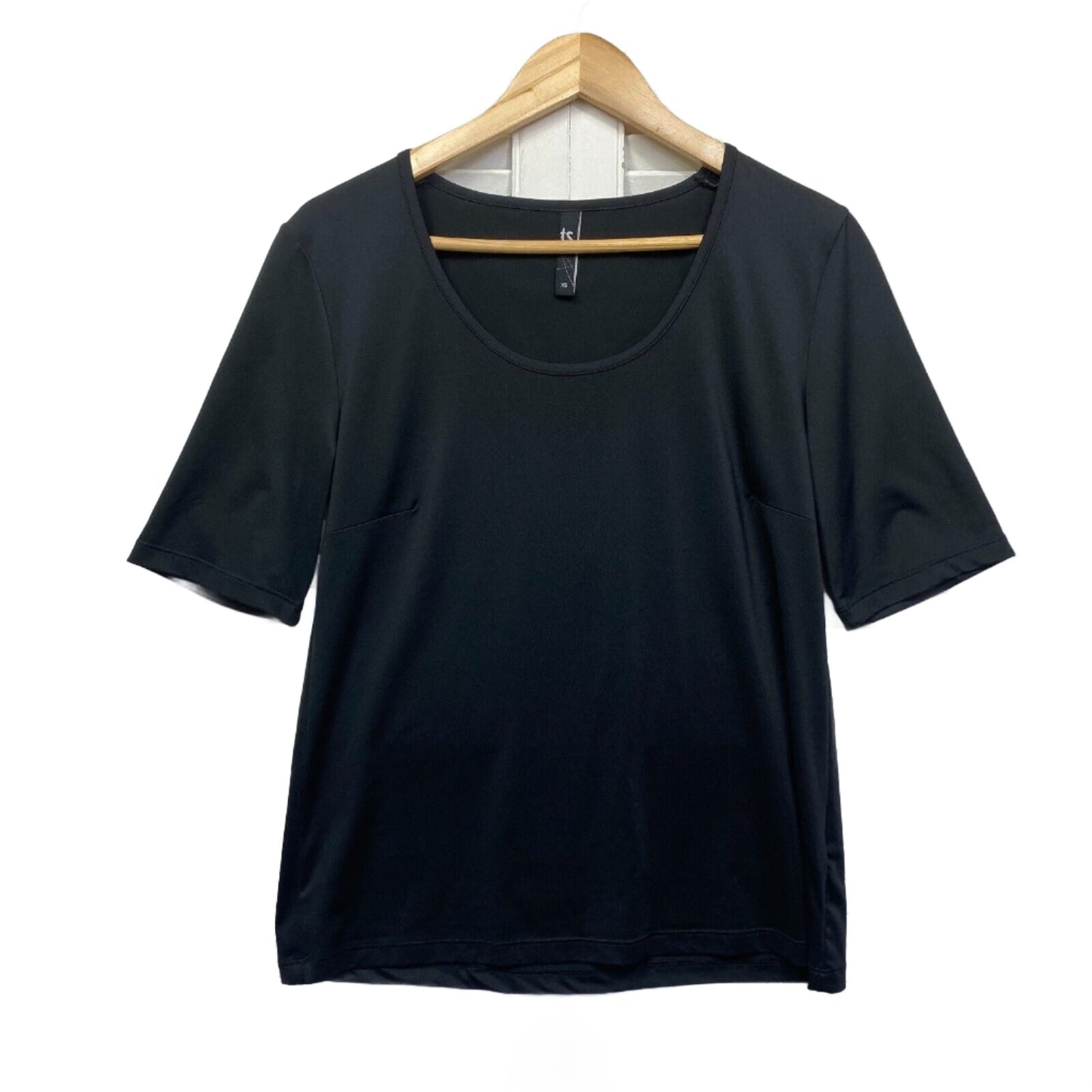 Taking Shape Top Size 14 Plus XS Black Layer Short Sleeve