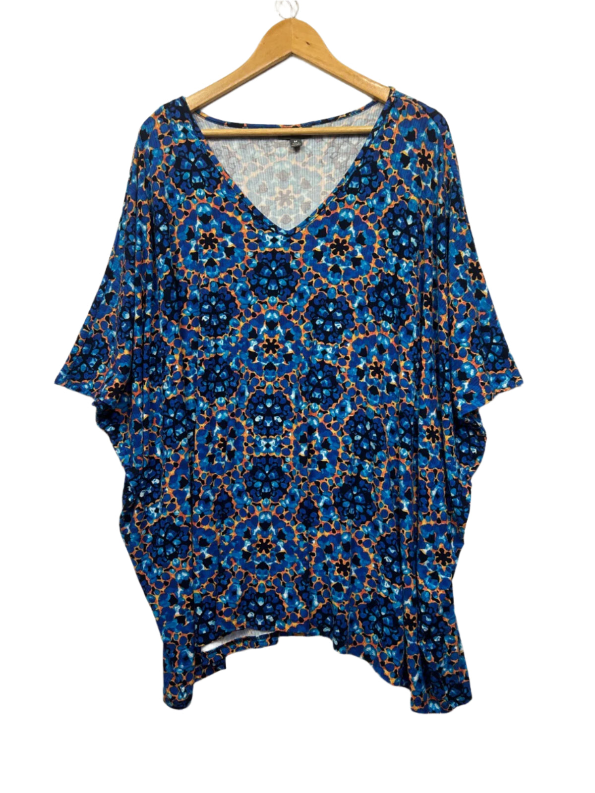 Autograph Top Size 18 Medium Plus Blue Dolman Sleeve Cotton