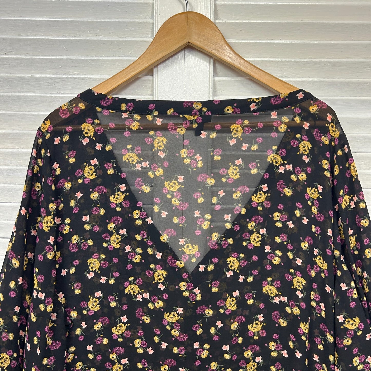 Torrid Dress Size 3 20 22 Long Sleeve Black Floral Sheer
