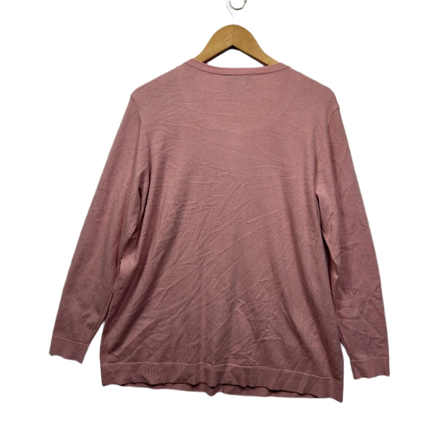 Autograph Knit Top Cardigan Size 16 Pink Beaded Long Sleeve
