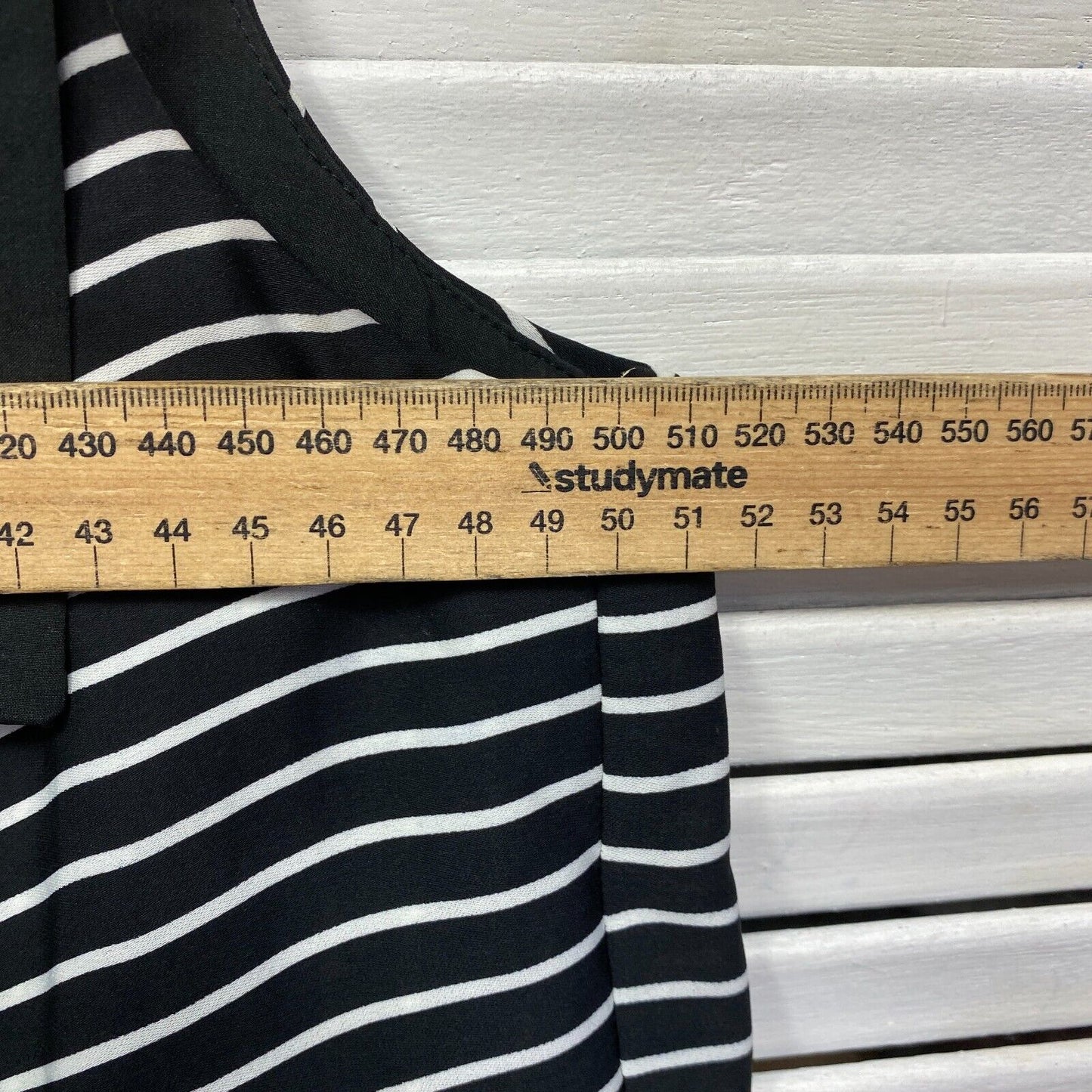 Autograph Dress Size 14 Plus Black White Striped Sleeveless Midi Length Preloved