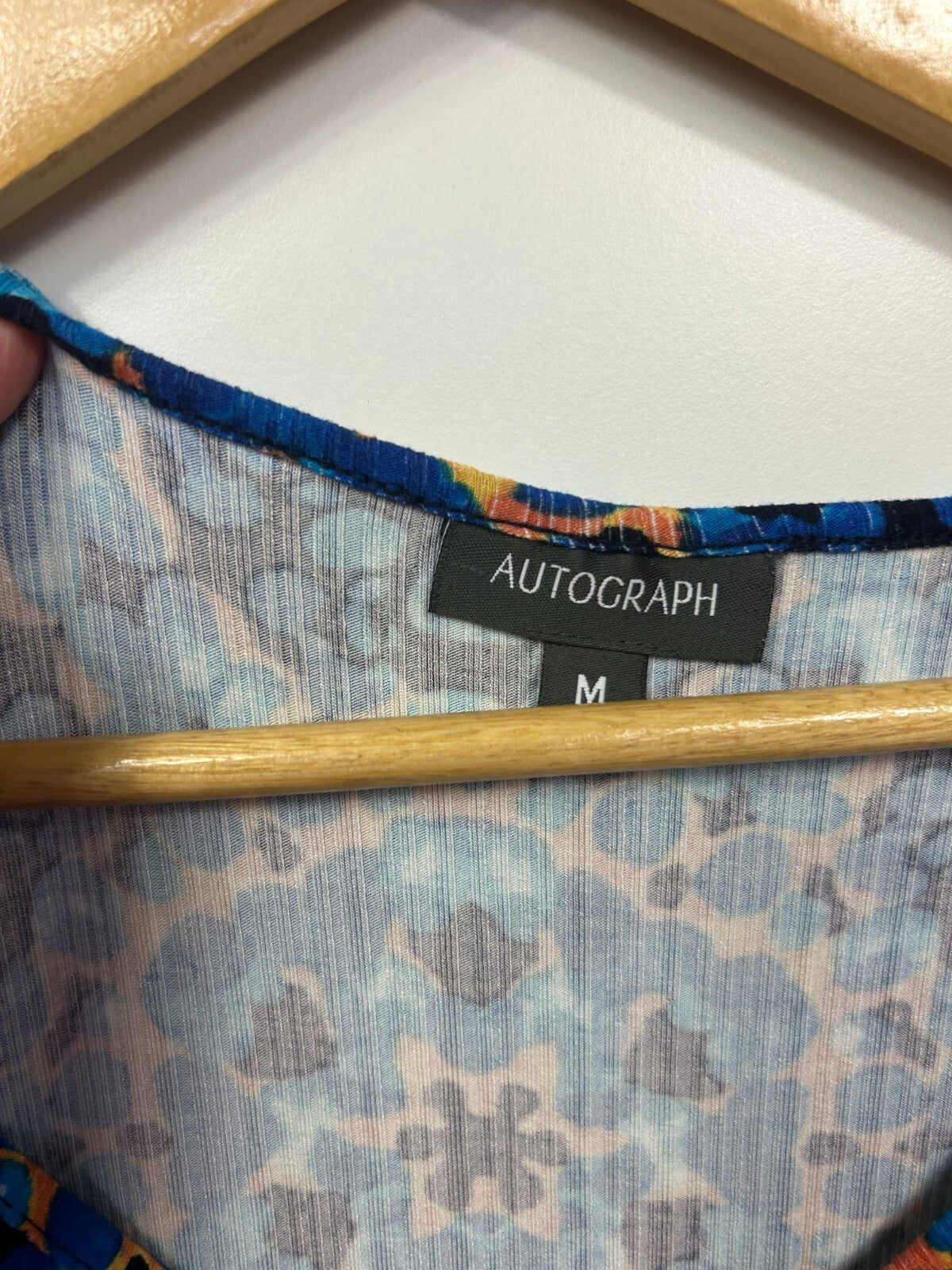Autograph Top Size 18 Medium Plus Blue Dolman Sleeve Cotton