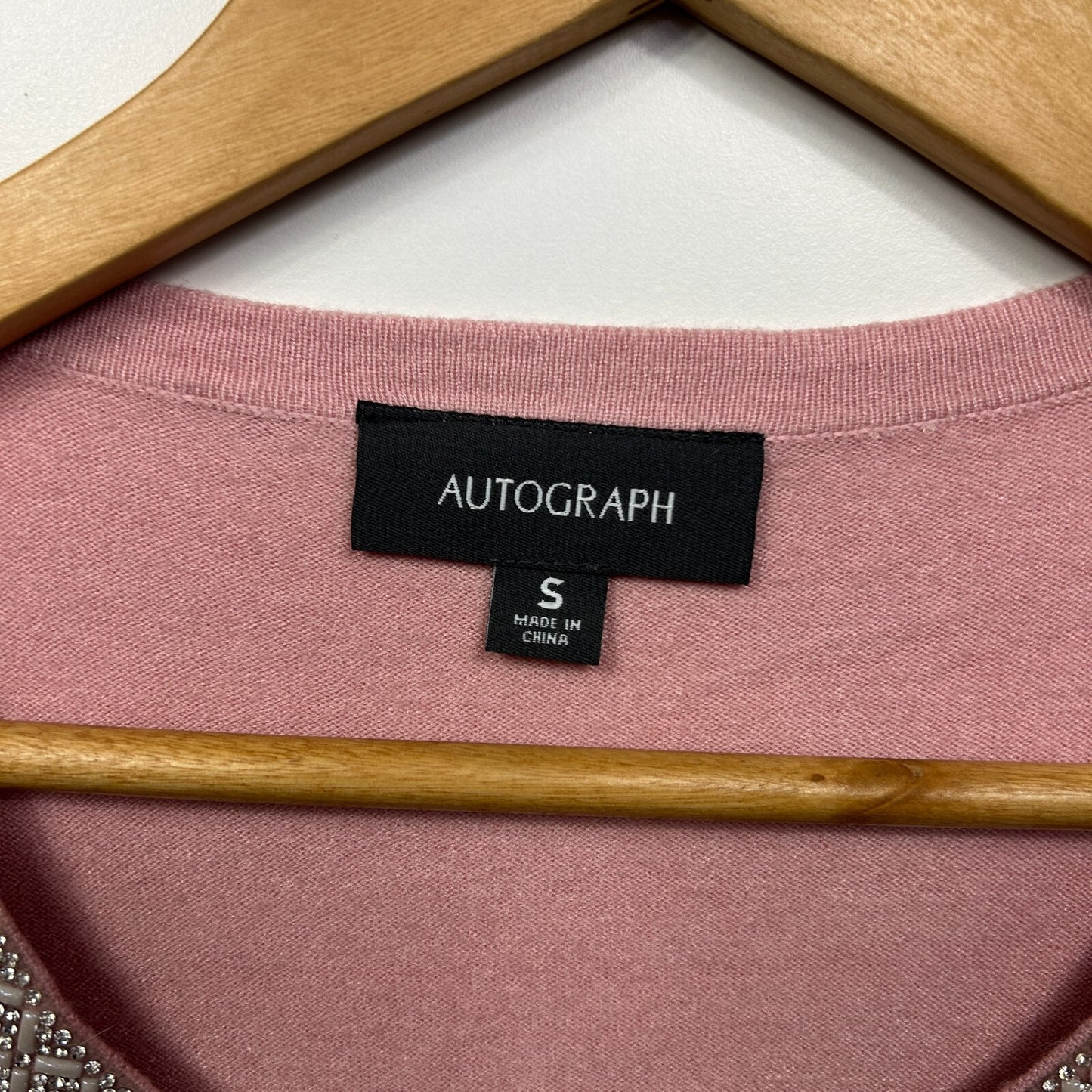Autograph Knit Top Cardigan Size 16 Pink Beaded Long Sleeve