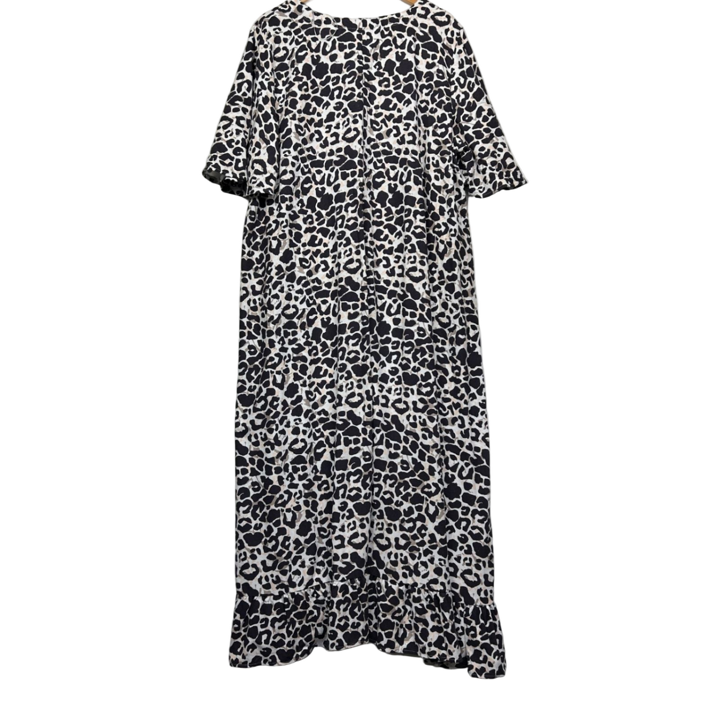 Autograph Maxi Dress Size 20 Animal Print Linen Blend Pockets Long Length