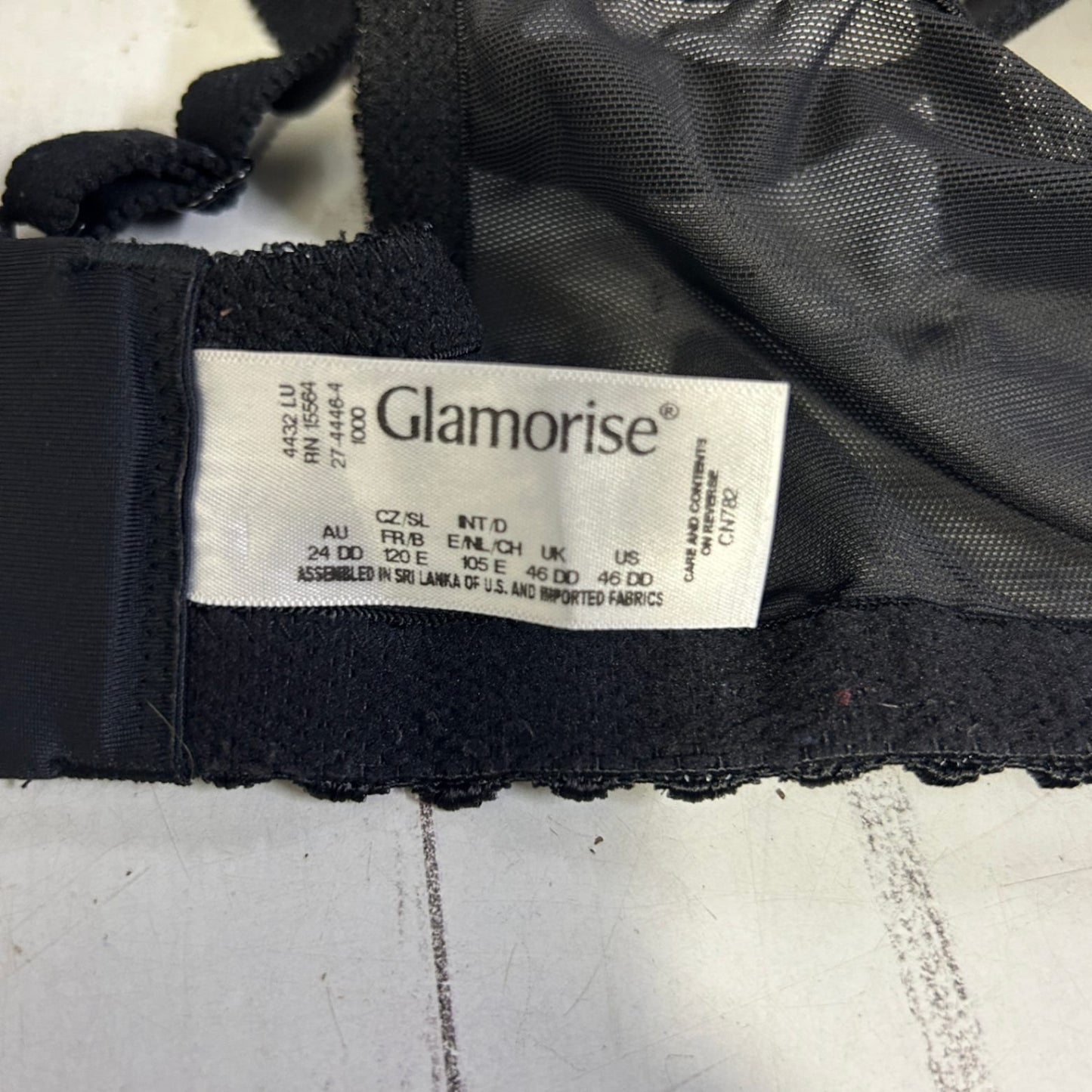 Glamorise 's Black Lace Full Coverage Soft Cup 46DD Non-Underwired Plus Size