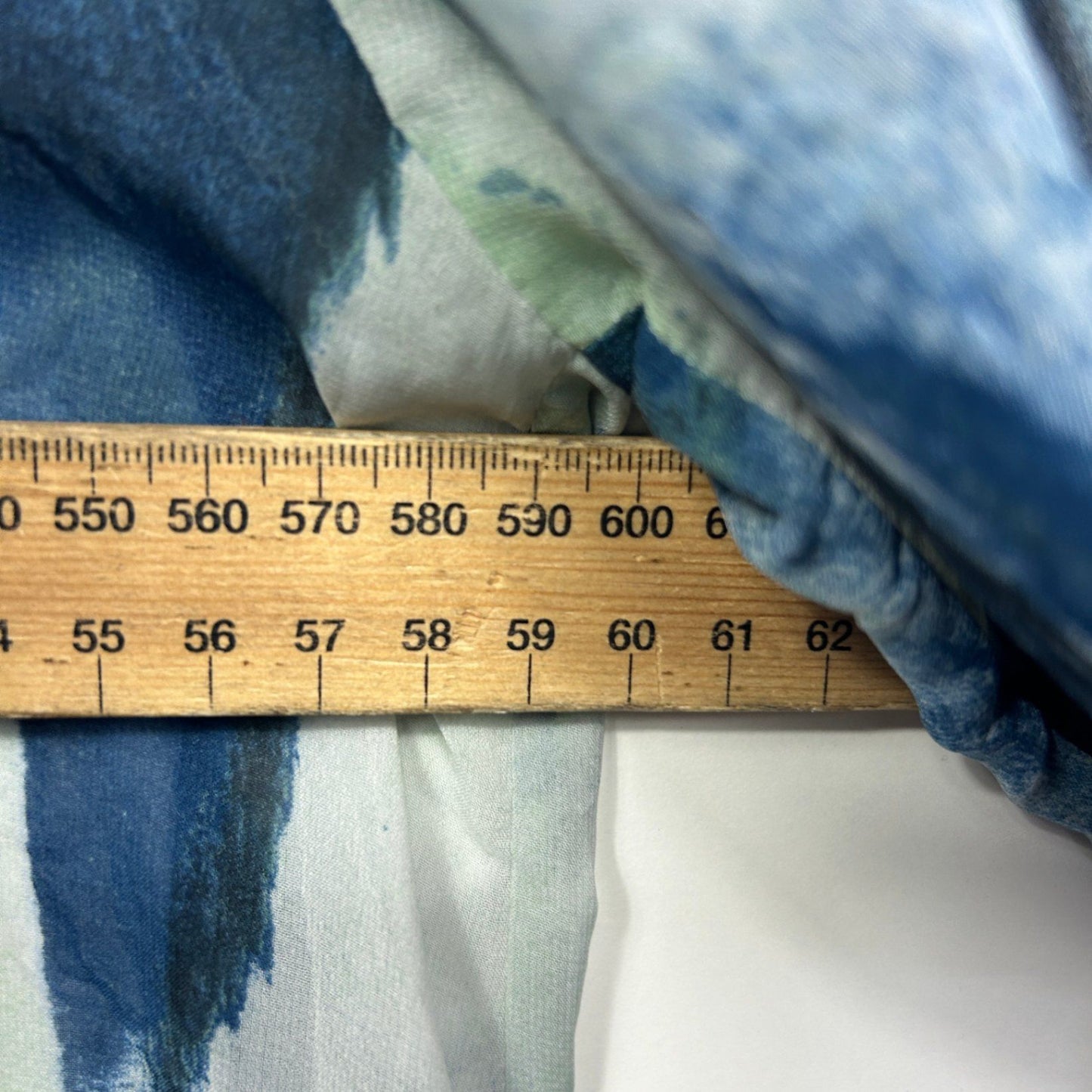 Virtuelle Shirt Blouse Blue Green White Polyester Long Sleeve Sheer Size 14