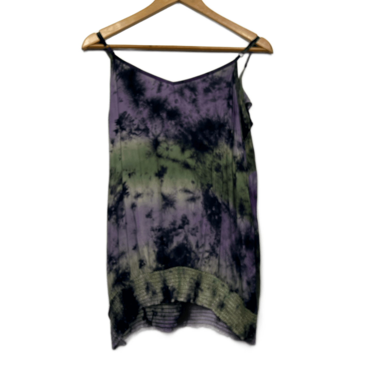 City Chic Top Size 16 Small Purple Green Tie Dye Sleeveless 100% Viscose