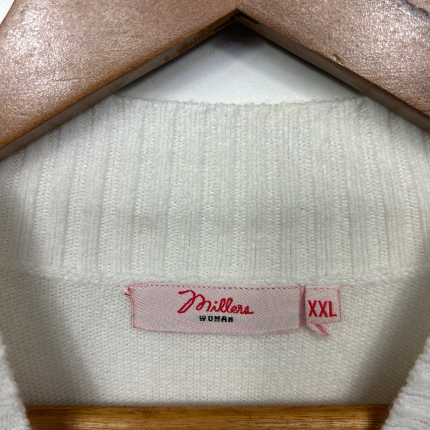 Millers Jumper Size XXL 16 18 White Cable Knit Long Sleeve
