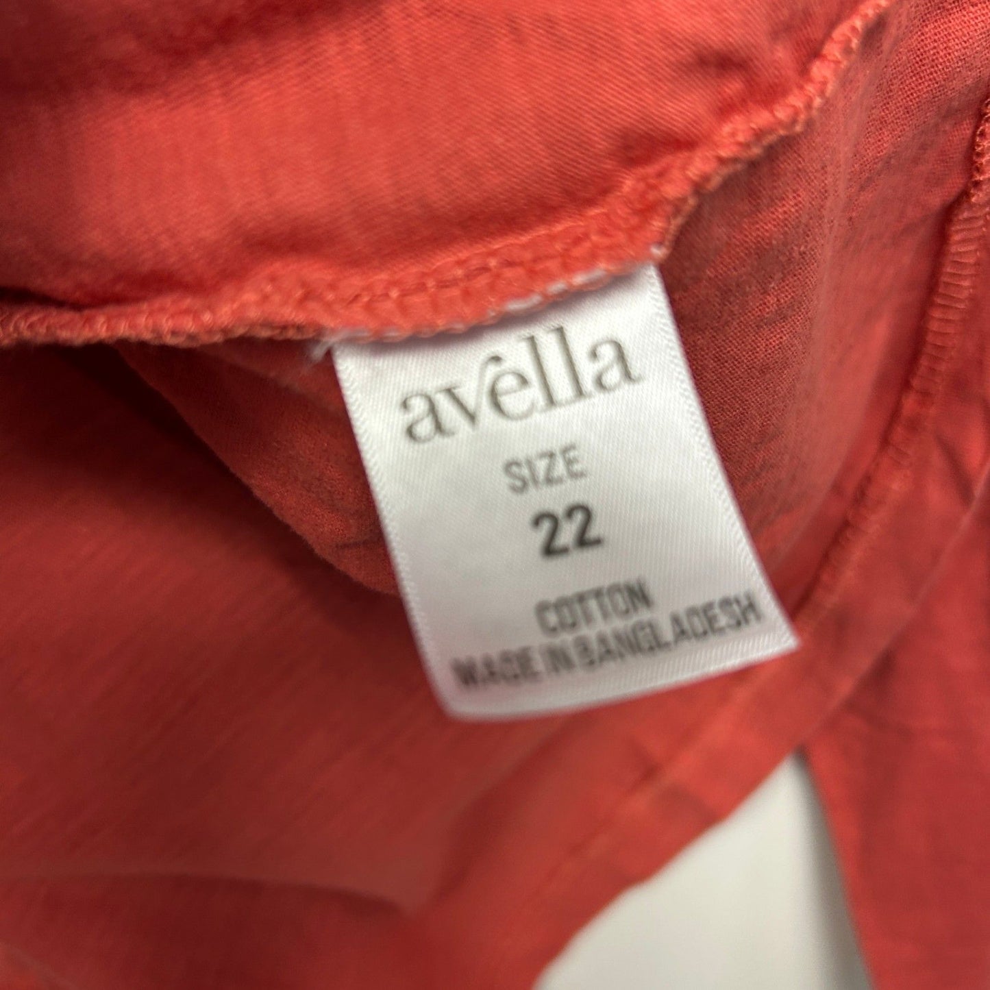 Avella Long Sleeve Top Size 22 Rust Red Solid Long Sleeve Cotton