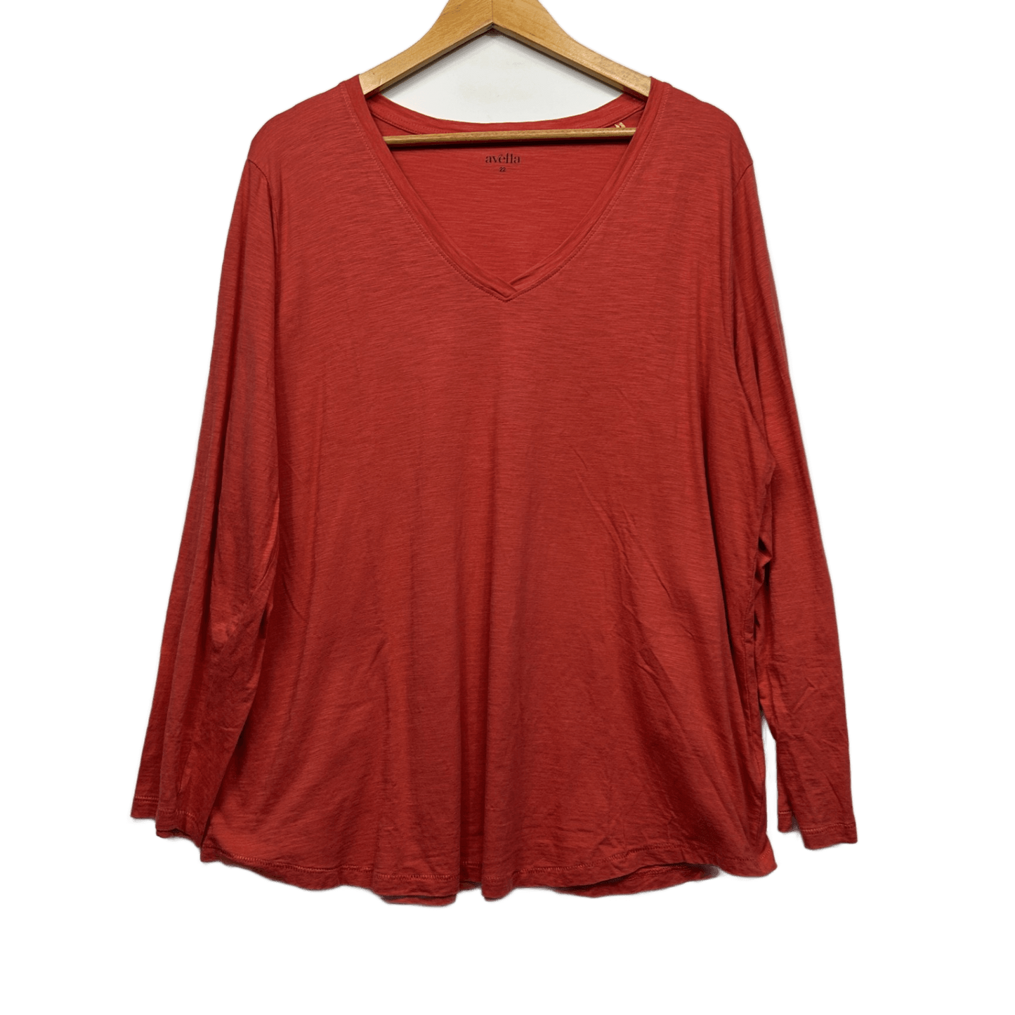 Avella Long Sleeve Top Size 22 Rust Red Solid Long Sleeve Cotton