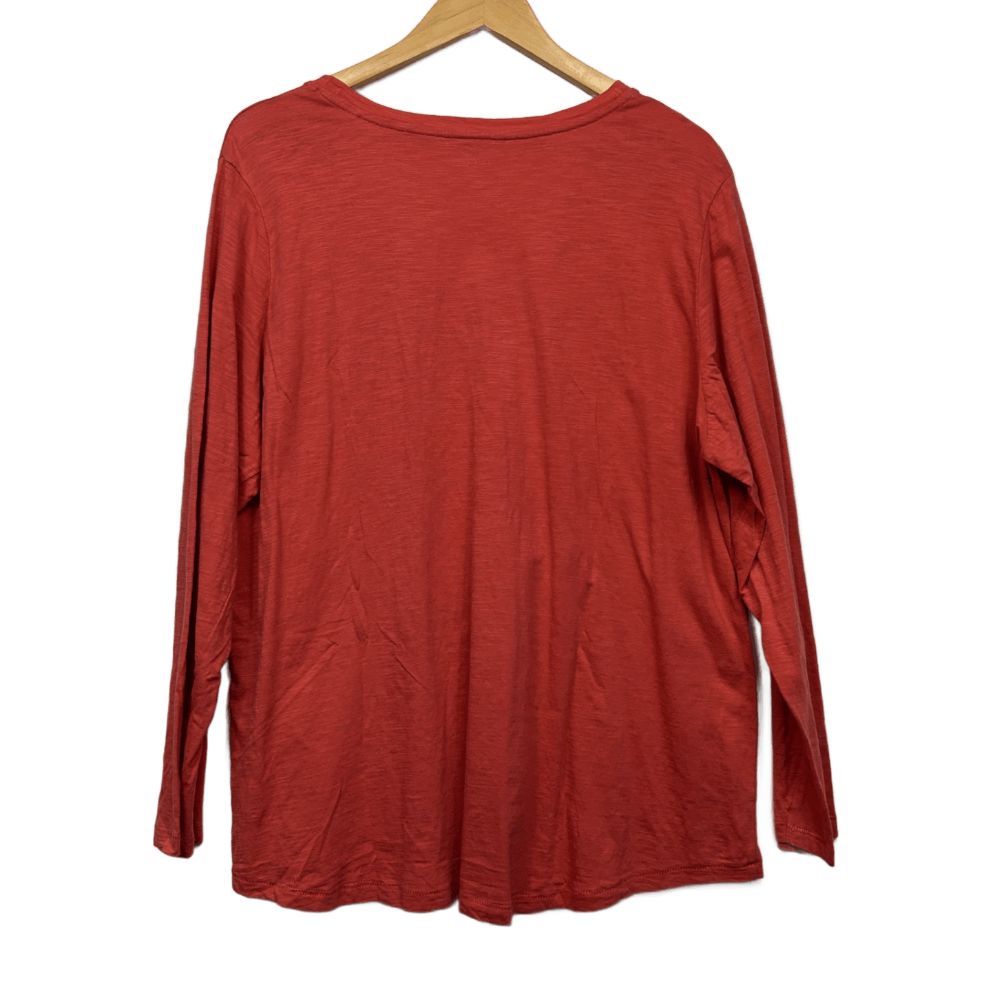 Avella Long Sleeve Top Size 22 Rust Red Solid Long Sleeve Cotton