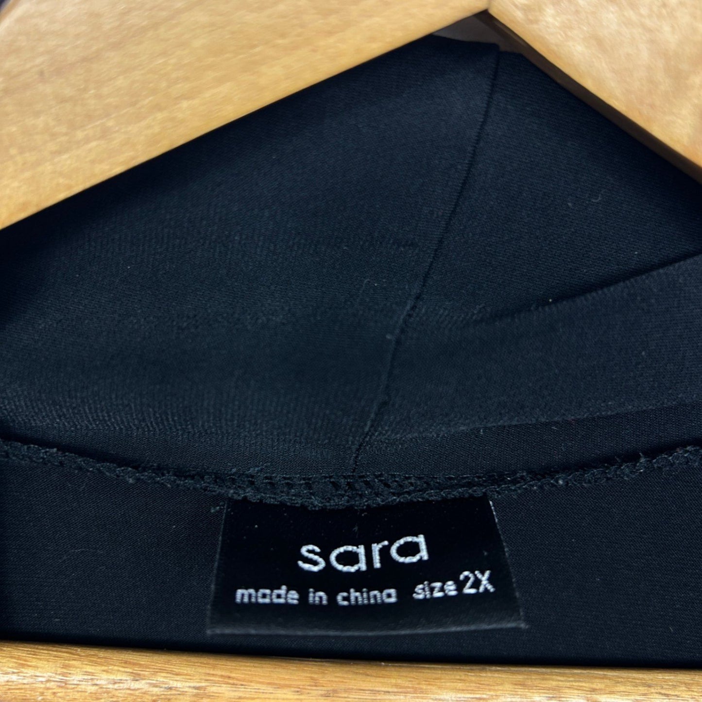 Sara Top Cardigan Size 2X 16 18 Black Solid Long Sleeve Open Front
