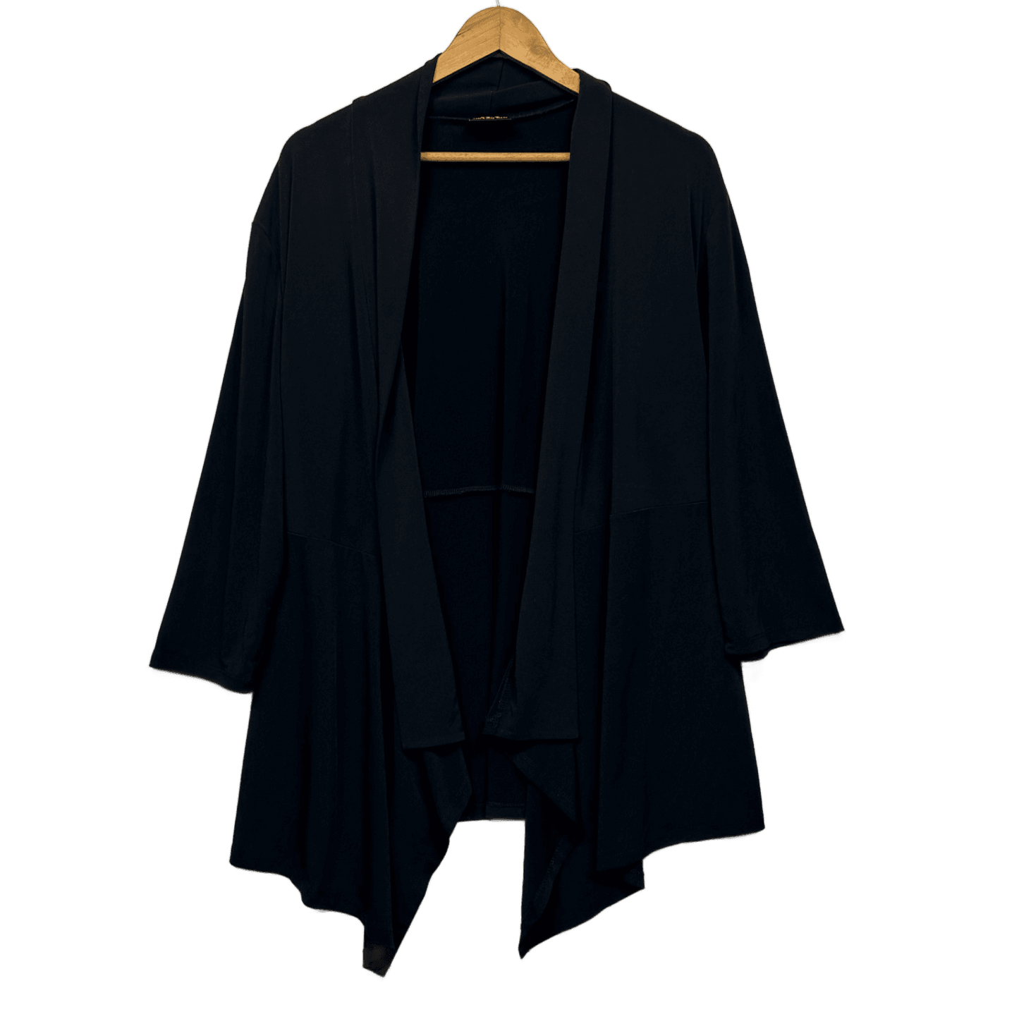 Sara Top Cardigan Size 2X 16 18 Black Solid Long Sleeve Open Front