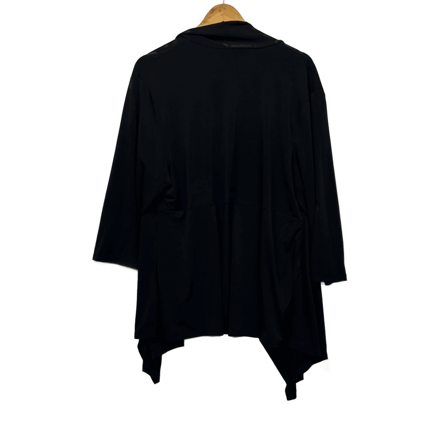 Sara Top Cardigan Size 2X 16 18 Black Solid Long Sleeve Open Front