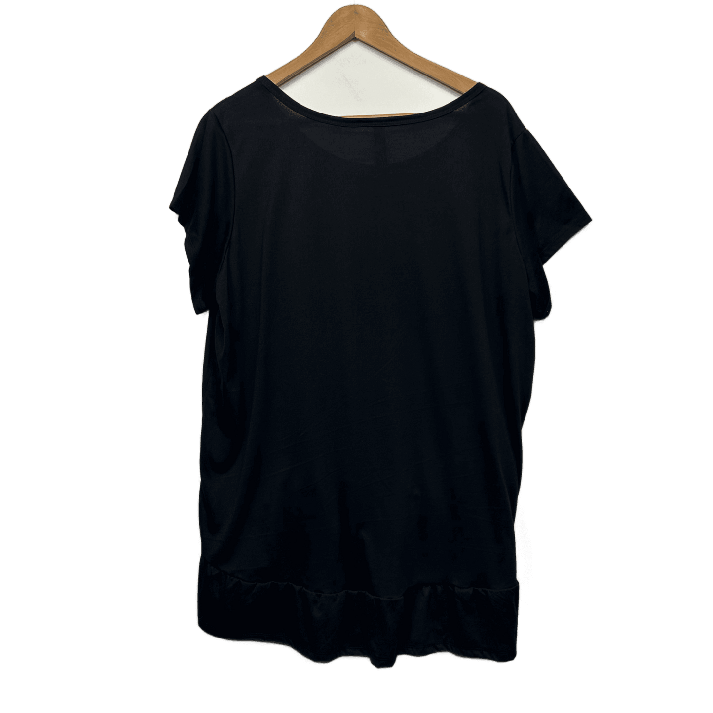 edited Tunic Top Size 24 Black Solid Short Sleeve Polyester Viscose
