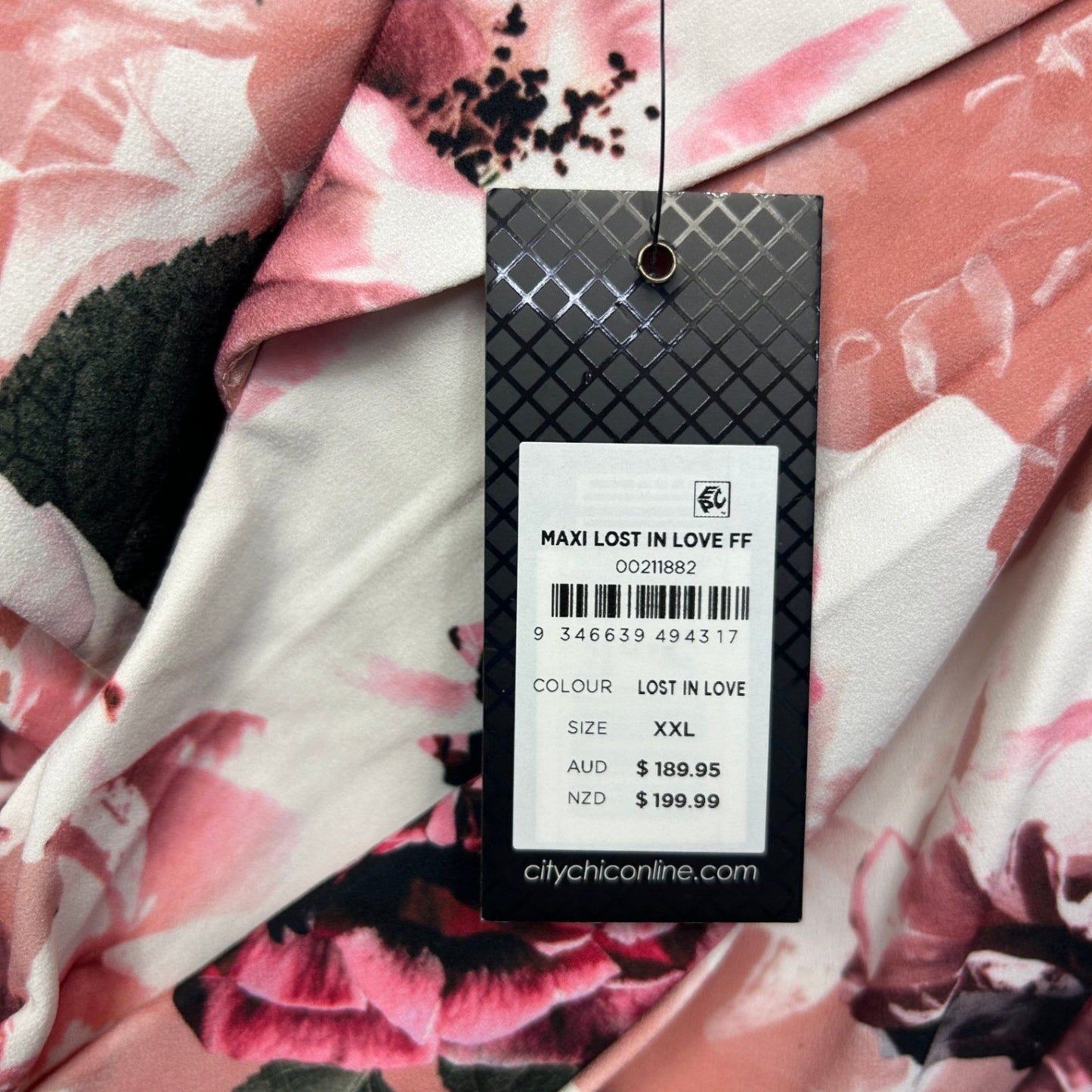 City Chic Maxi Dress Size XXL 22 24 Pink Floral Floral Off Shoulder Cocktail Party