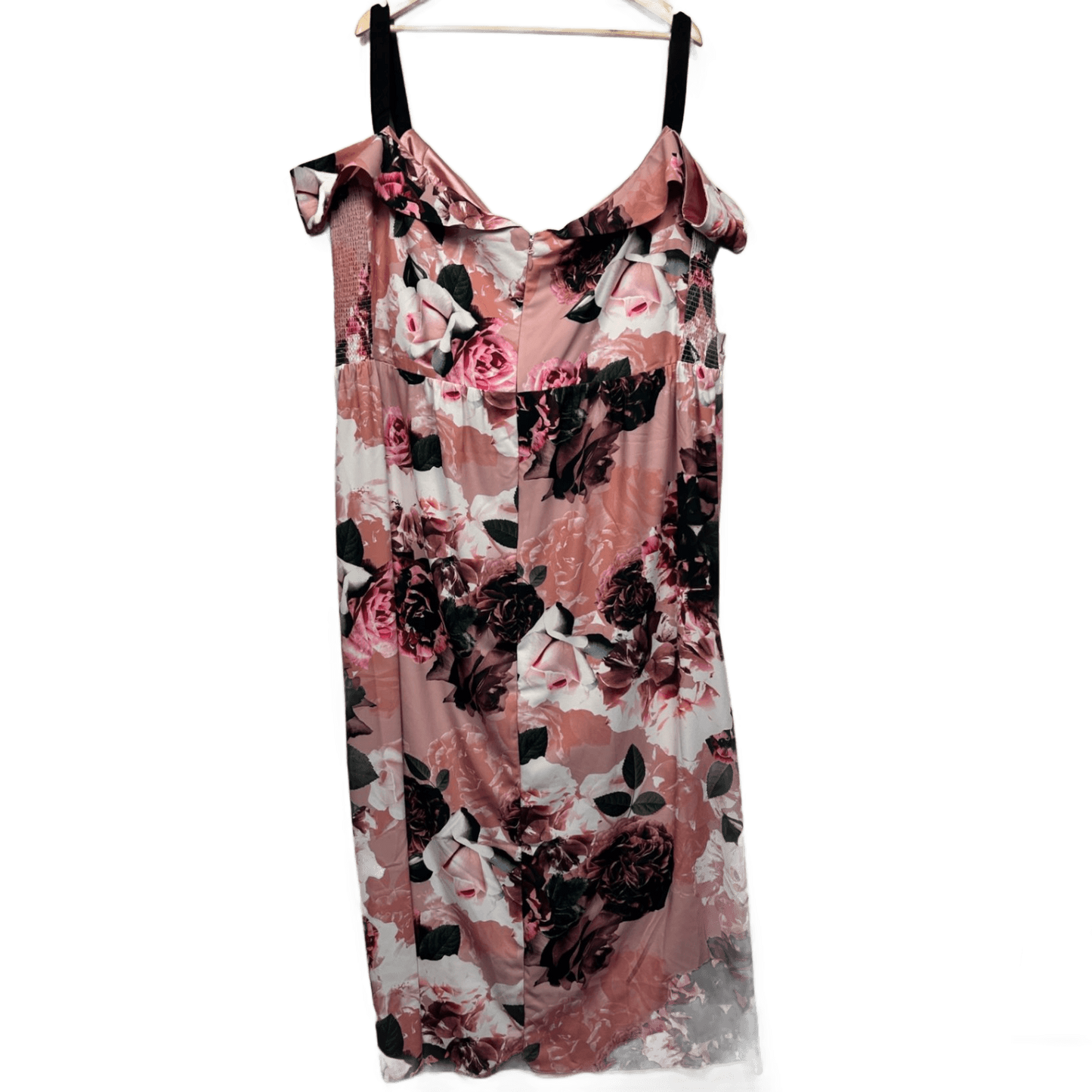 City Chic Maxi Dress Size XXL 22 24 Pink Floral Floral Off Shoulder Cocktail Party