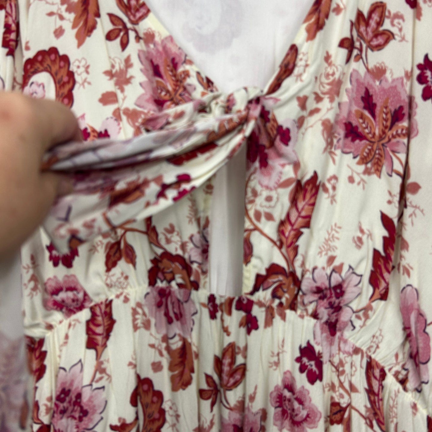 New Dani Marie White Bordeaux Maxi Dress Floral V Neck Boho Size 24