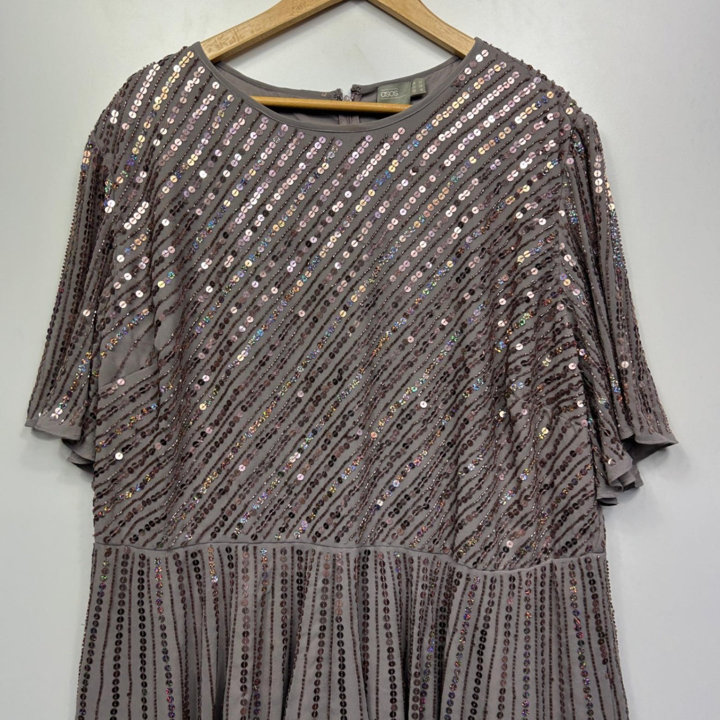ASOS Cocktail Dress Size 22 Sequins Embellished Short Sleeve Evening Formal