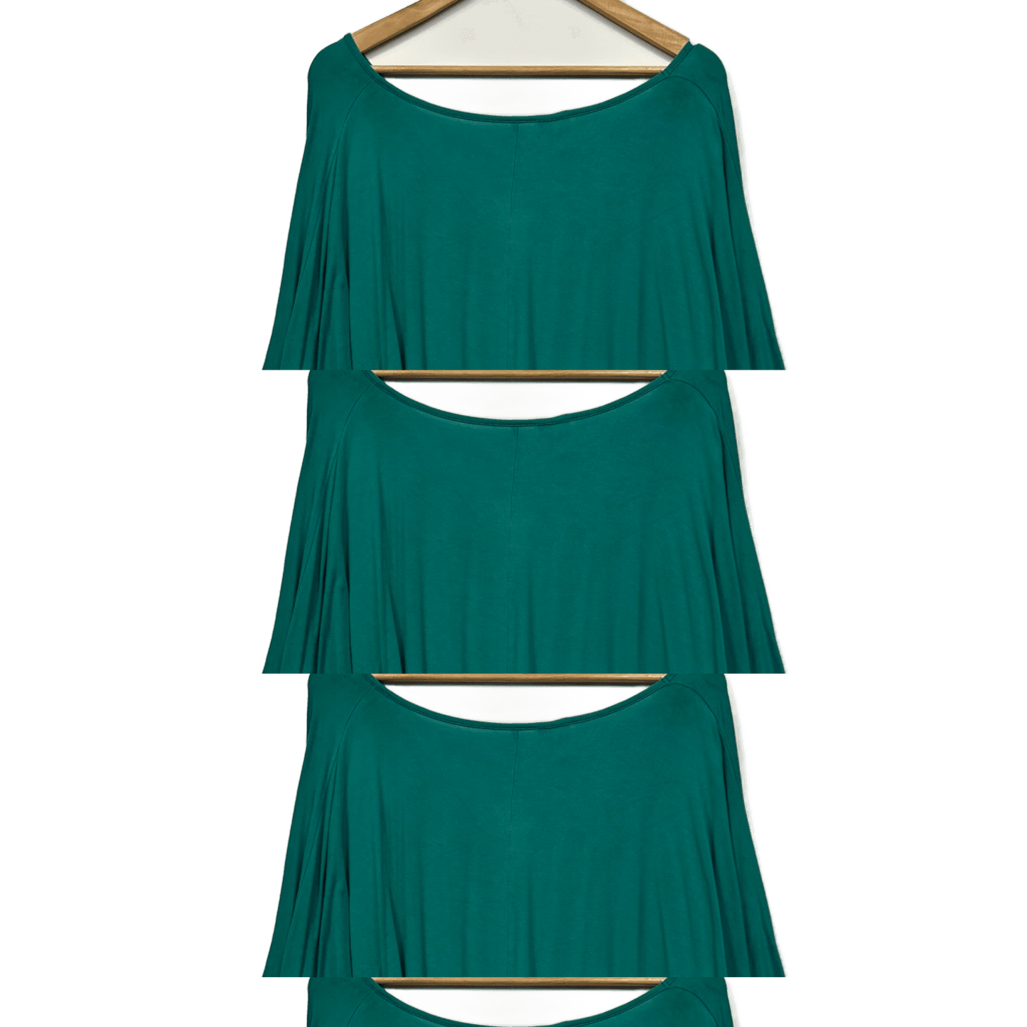 PQ Collection Curve Tunic Top One Size Green Solid Batwing Bamboo