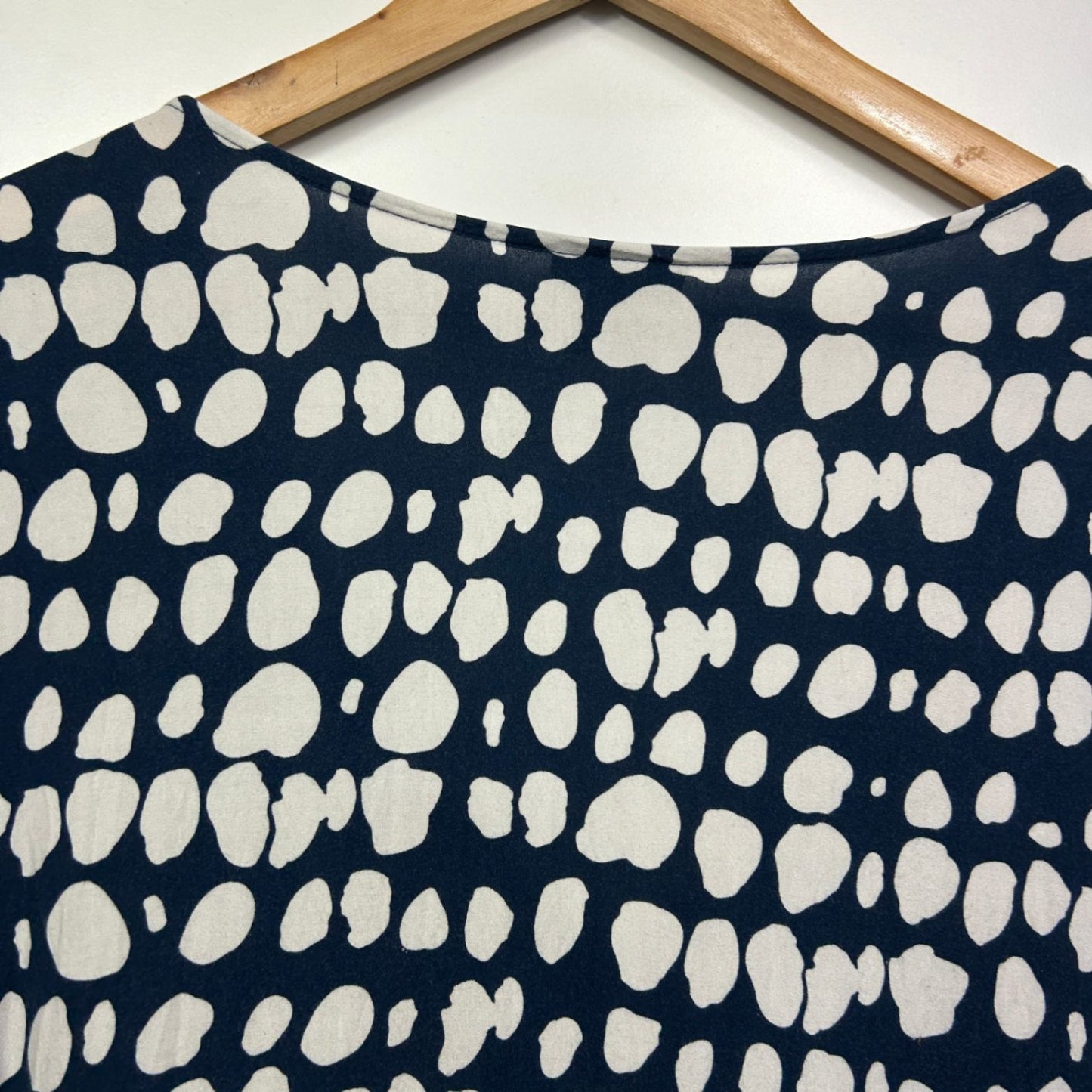 Evans Maxi Dress Size 16 Navy White Spot Print Short Sleeve Viscose