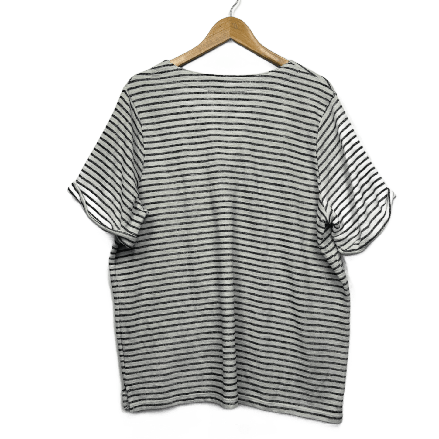edited Top Size 20 Black White Polyester Cotton Blend Short Casual Striped