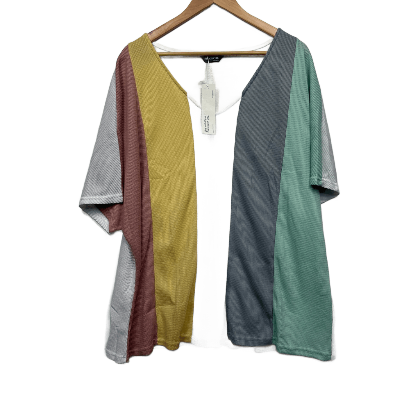 Bloomchic Top Size 26 28 Multicolour Colourblock Short Sleeve Ribbed