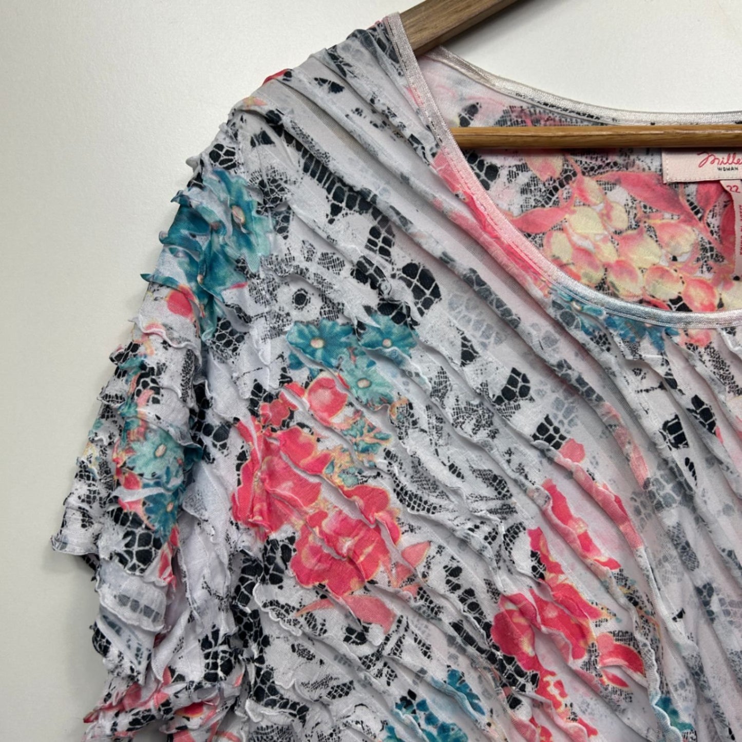 Millers Top Size 22 Floral Multicolour Casual Blouse Short Sleeve
